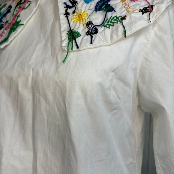 RARE $495 Mii Collection Embroidered Collar White Long Sleeve Blouse Women's Top - Picture 9 of 13